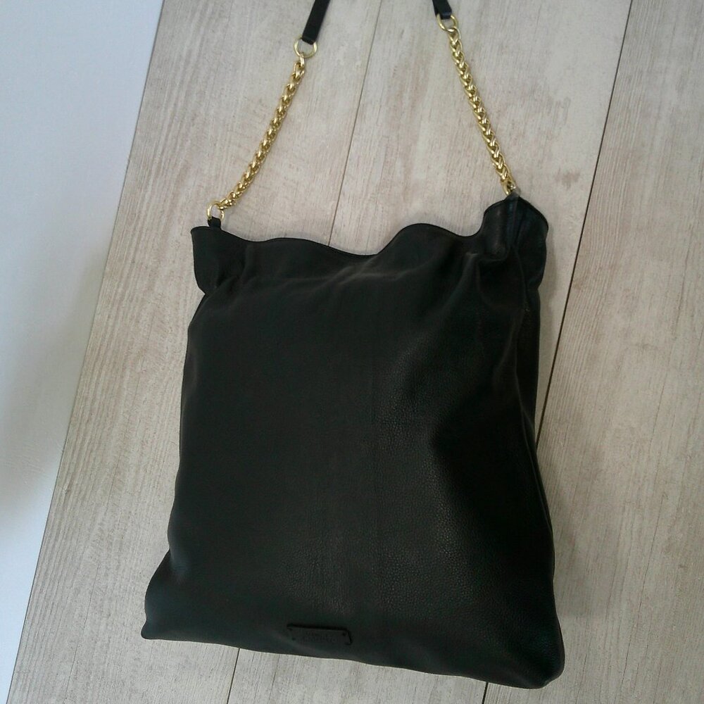 Vince Camuto Black Leather Cayra Minimalist hobo bag - Picture 3 of 9